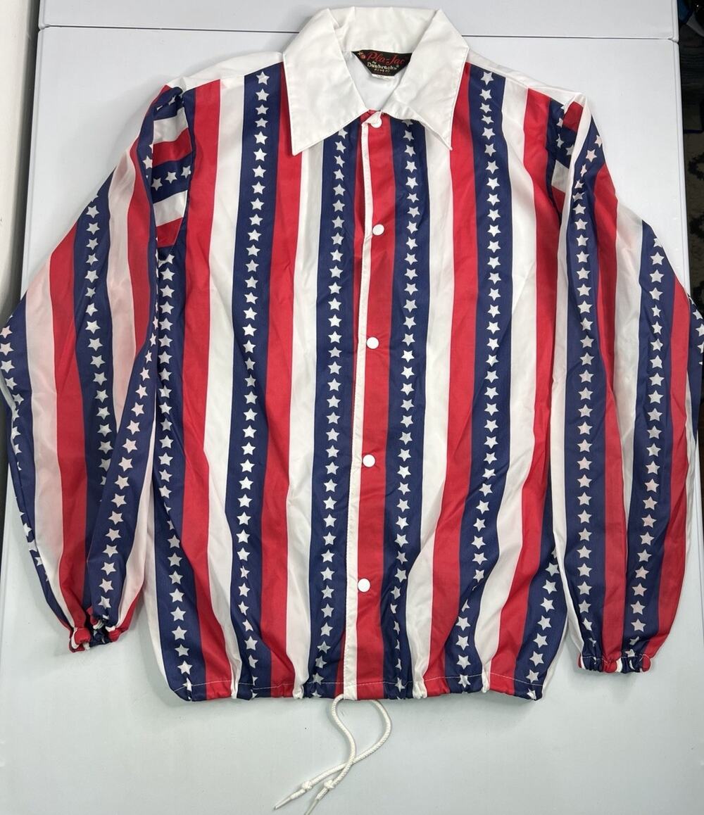 Vintage Dunbrooke Pla-Jack Jacket Flag July 4th Size Medium Made In USA